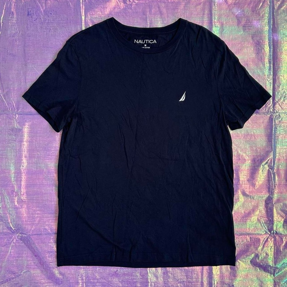 Nautica Navy Blue Simple T-Shirt with front Logo Embroidery